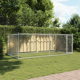 VidaXL Hundehus med låge 4x2x1,5 m galvaniseret stålgrå