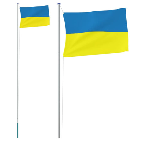 Vidaxxl flag med flagstang Ukraine 6,23 m aluminium
