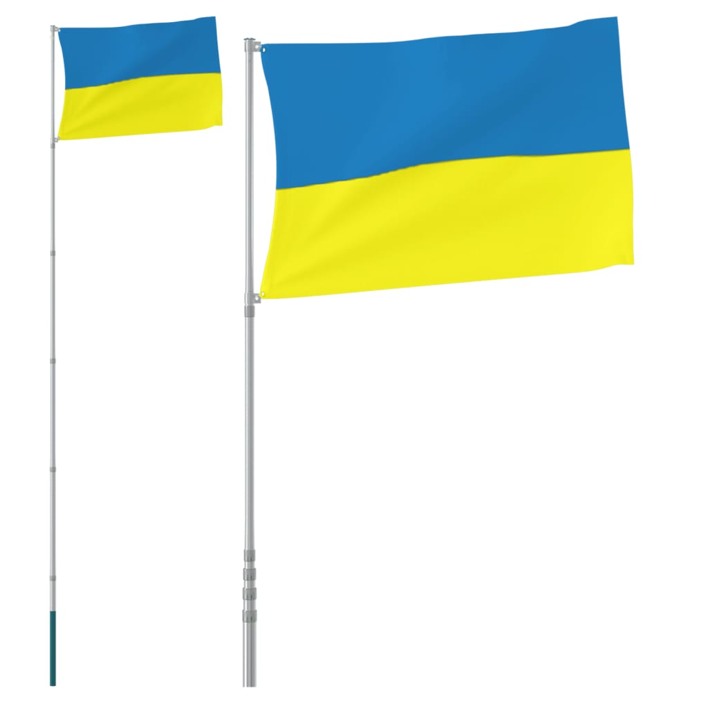 VidaXL flag med flagstang Ukraine 5,55 m aluminium