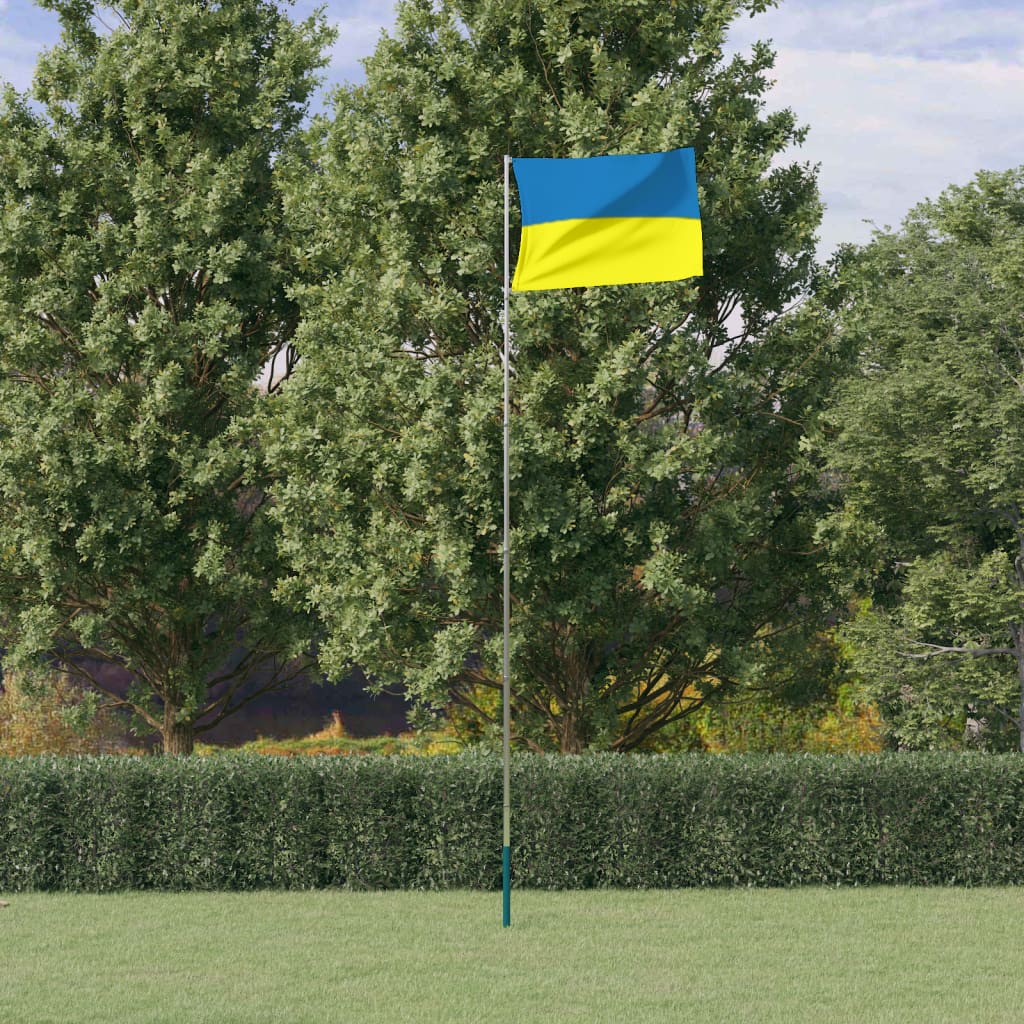 VidaXL flag med flagstang Ukraine 5,55 m aluminium