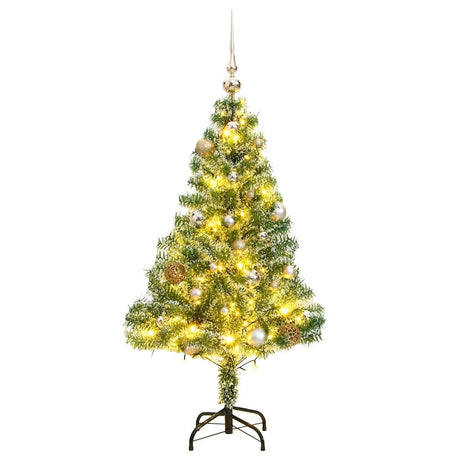 VidaXL Kunstigt juletræ 150 LED'er, kugler og sne 150 cm
