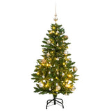 VidaXL Kunstigt juletræ med hængsler 150 LED og julekugler 120 cm