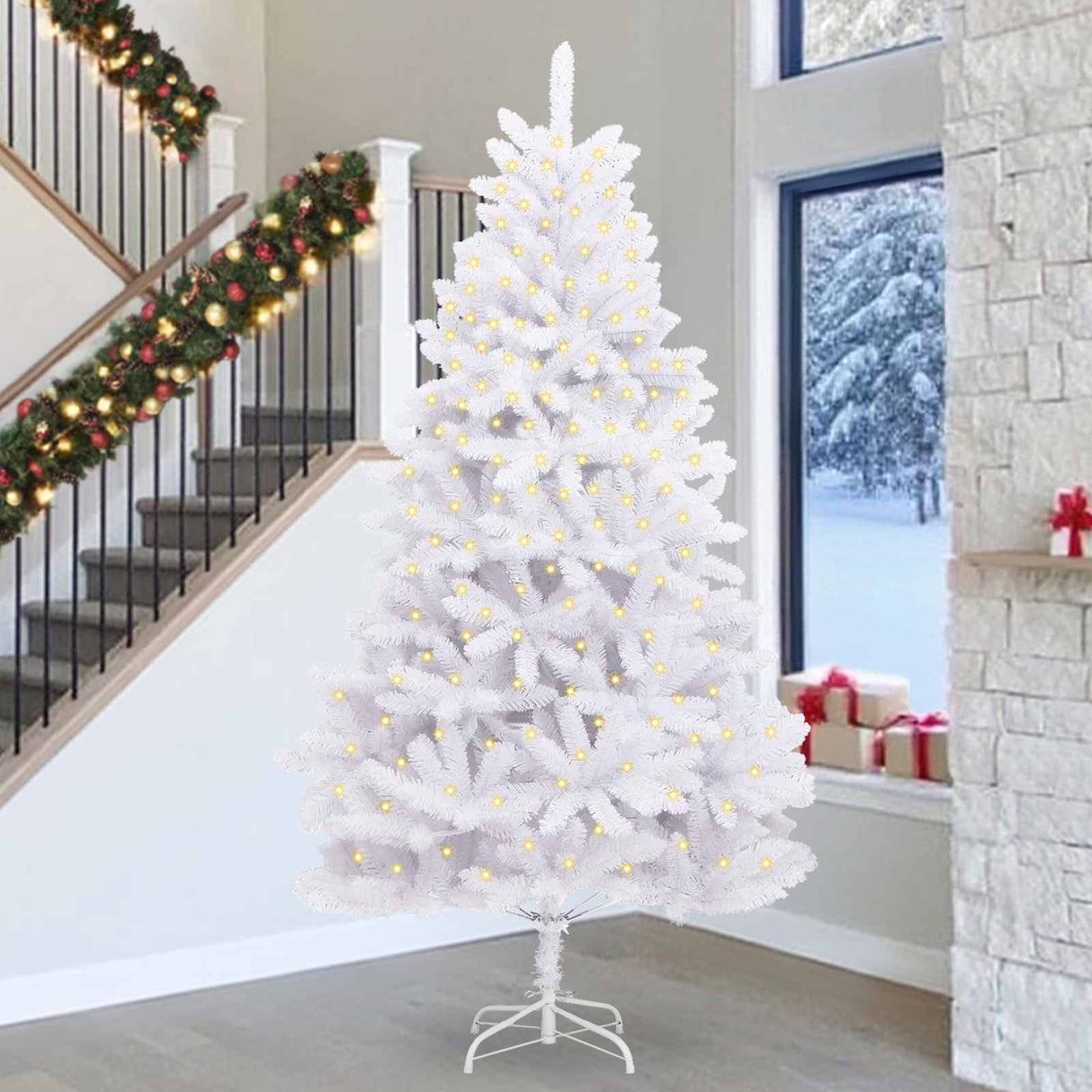 Vidaxl kunstkerstboom met 300 led wit 300 cm pvc en metaal