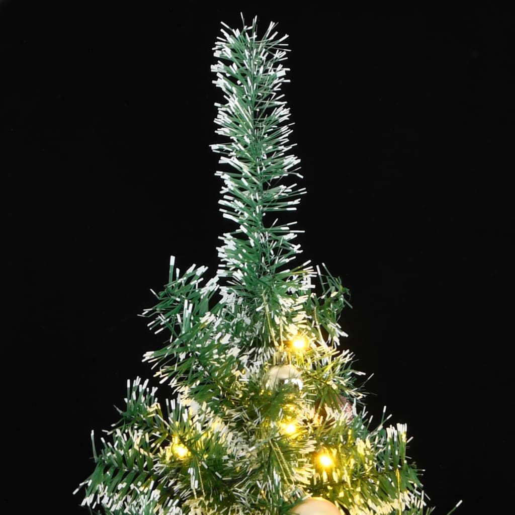 VidaXL Kunstigt juletræ med 300 lysdioder, kugler og sne 210 cm