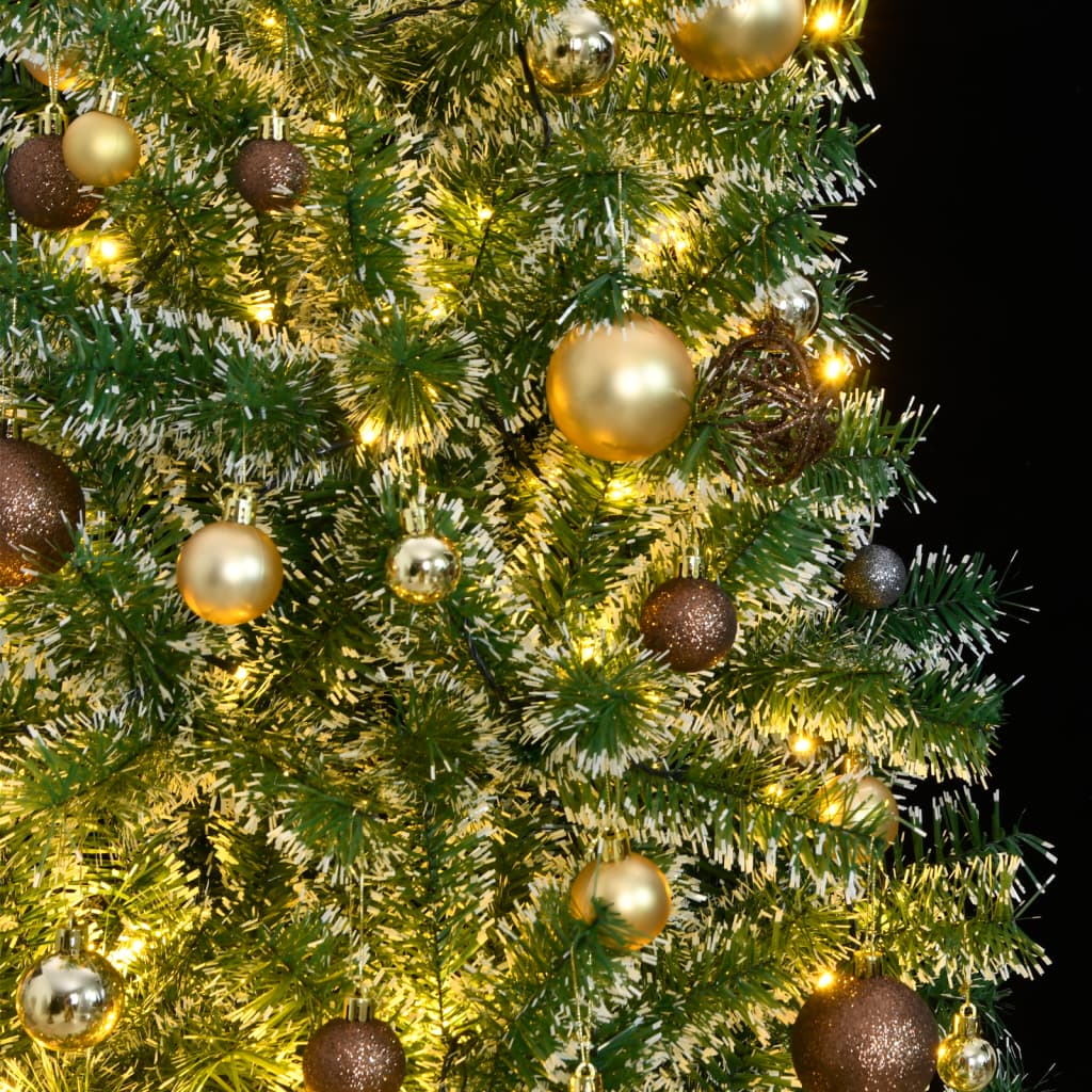 VidaXL Kunstigt juletræ med 300 lysdioder, kugler og sne 210 cm