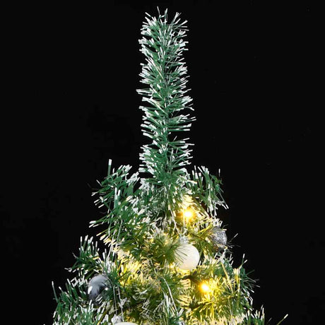 VidaXL Kunstigt juletræ med 300 lysdioder, kugler og sne 240 cm