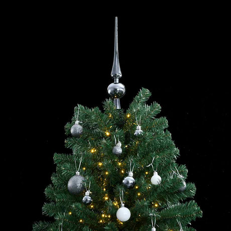 VidaXL Kunstigt juletræ med hængsler 300 lysdioder og julekugler 210 cm