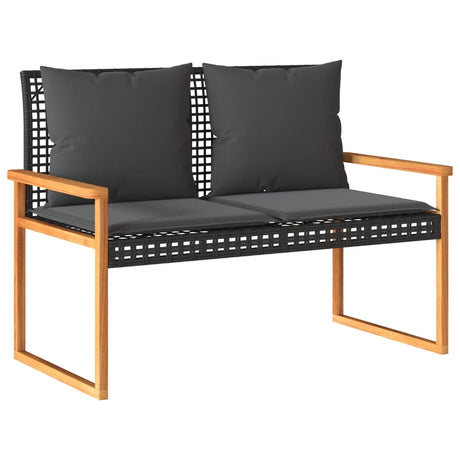 Vidaxl tuinbank met kussen poly rattan en acaciahout zwart