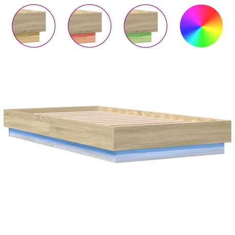 Vidaxl bedframe met led-verlichting sonoma eikenkleurig 75x190 cm