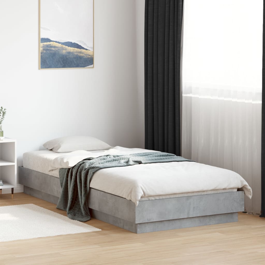 Vidaxl bedframe bewerkt hout betongrijs 100x200 cm