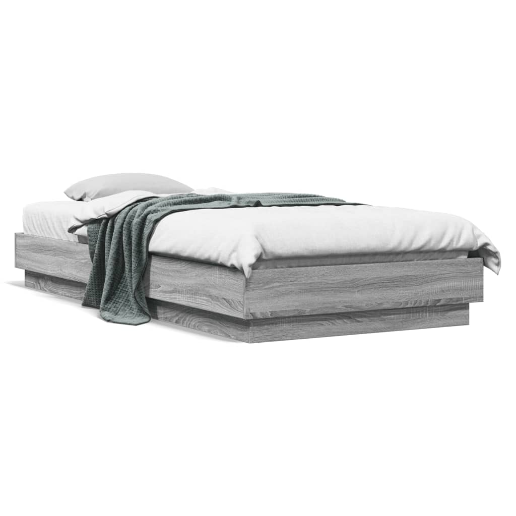 Vidaxl bedframe bewerkt hout grijs sonoma eikenkleurig 90x200 cm