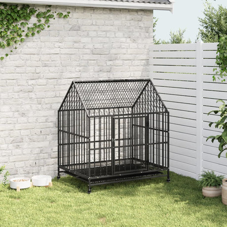 VidaXL hundehus med hjul galvaniseret stål sort