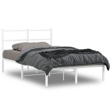 Vidaxl bedframe met hoofdbord metaal wit 120x190 cm