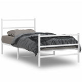 Vidaxl bedframe met hoofd- en voeteneinde metaal wit 100x200 cm