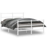 Vidaxl bedframe met hoofd- en voeteneinde metaal wit 135x190 cm