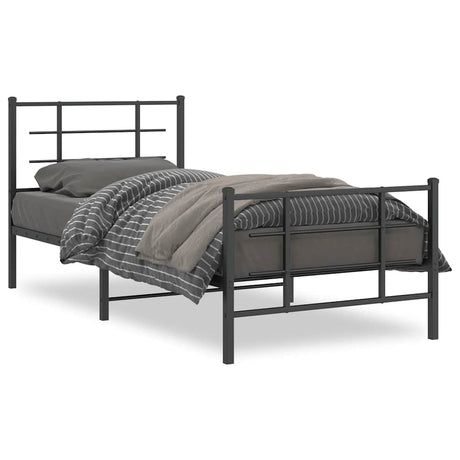 Vidaxl bedframe met hoofd- en voeteneinde metaal zwart 90x200 cm
