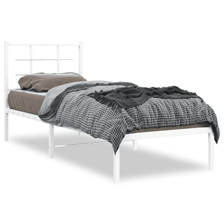 Vidaxl bedframe met hoofdbord metaal wit 80x200 cm