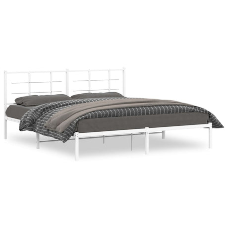 Vidaxl bedframe met hoofdbord metaal wit 183x213 cm