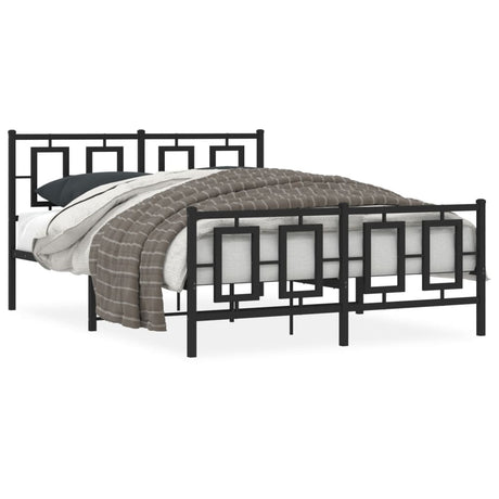 Vidaxl bedframe met hoofd- en voeteneinde metaal zwart 135x190 cm