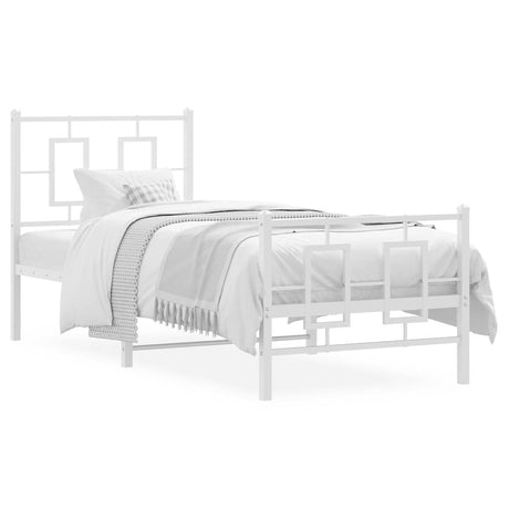 Vidaxl bedframe met hoofd- en voeteneinde metaal wit 80x200 cm
