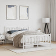 Vidaxl bedframe met hoofd- en voeteneinde metaal wit 135x190 cm