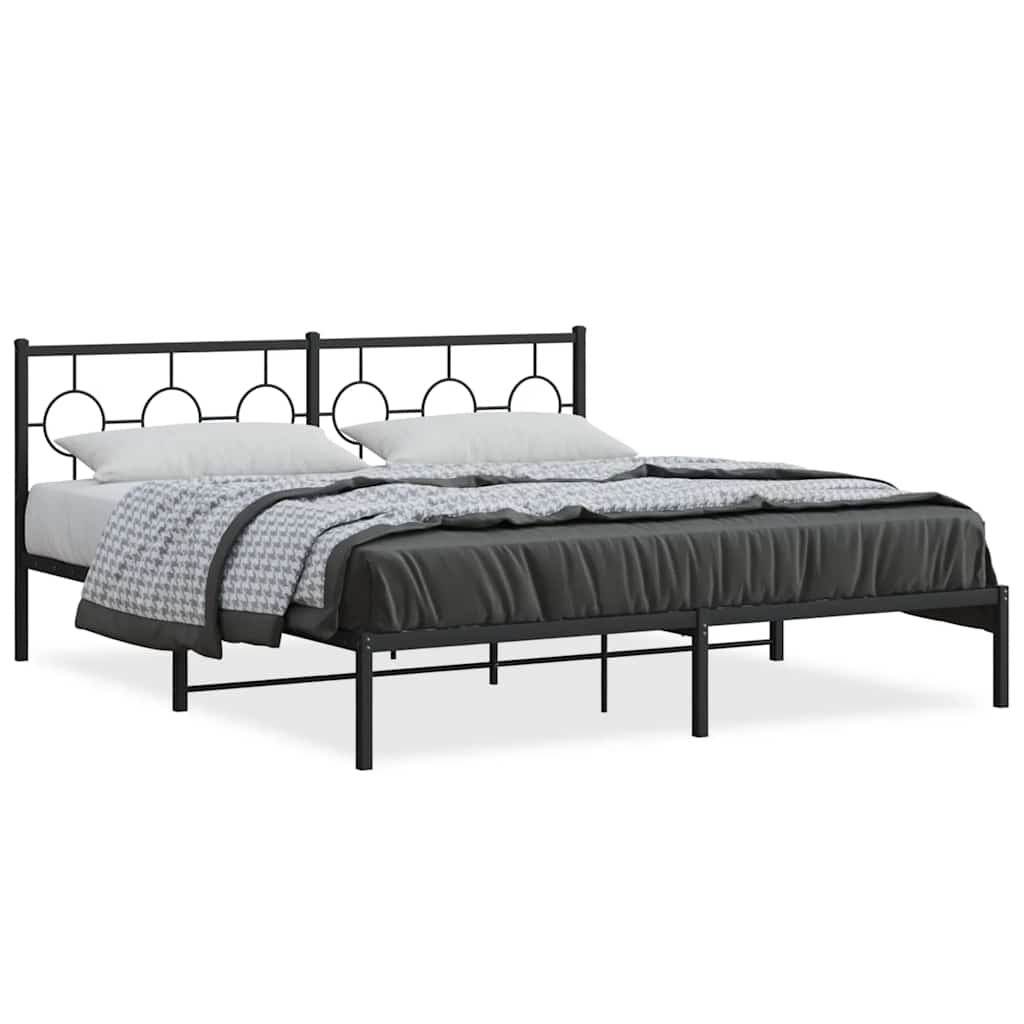 Vidaxl bedframe met hoofdbord metaal zwart 183x213 cm
