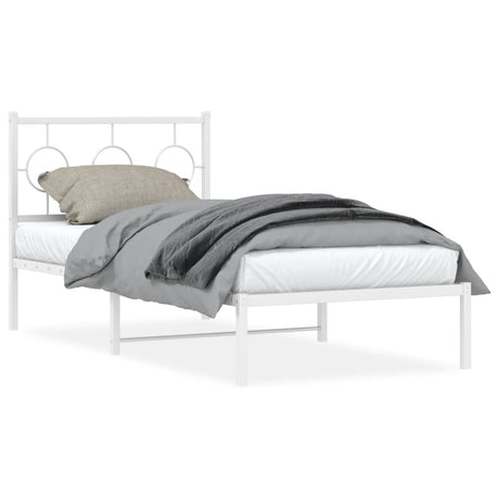 Vidaxl bedframe met hoofdbord metaal wit 90x190 cm