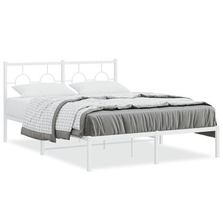 Vidaxl bedframe met hoofdbord metaal wit 140x190 cm