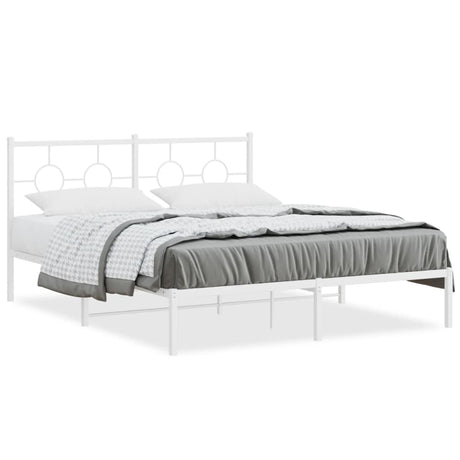 Vidaxl bedframe met hoofdbord metaal wit 150x200 cm