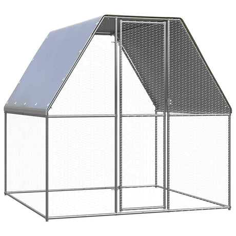 VidaXL hønsebur 2x2x2 m galvaniseret stål sølv og grå
