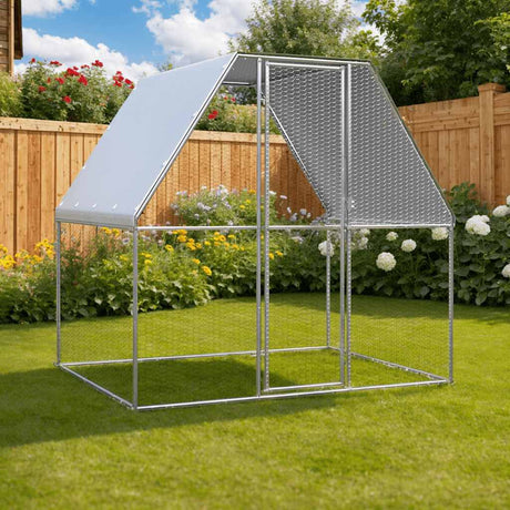 VidaXL hønsebur 2x2x2 m galvaniseret stål sølv og grå