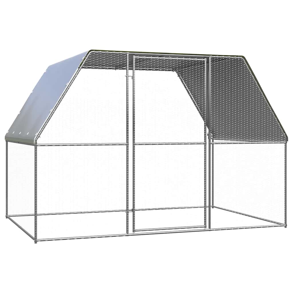 VidaXL hønsebur 3x2x2 m galvaniseret stål sølv og grå