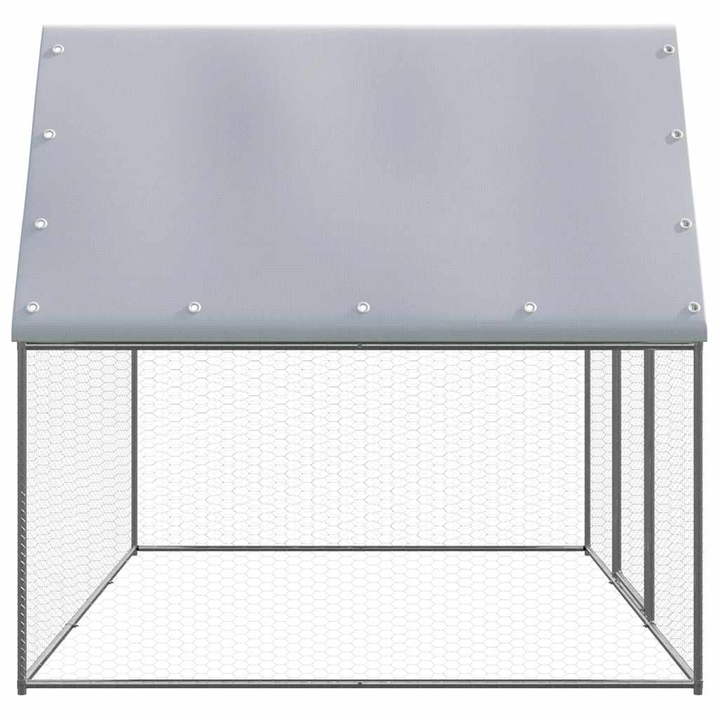 VidaXL hønsebur 3x2x2 m galvaniseret stål sølv og grå