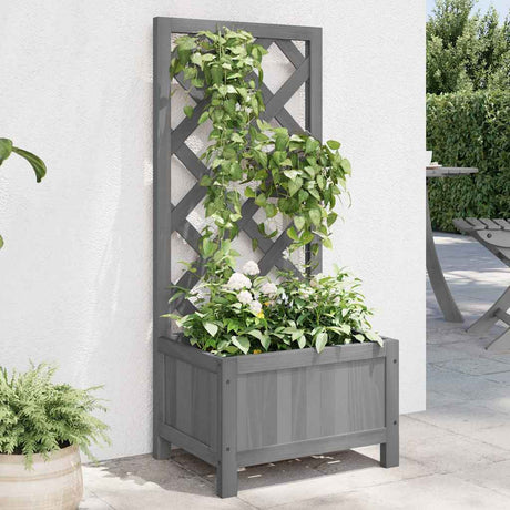 Vidaxx plantekasse med espalier, massiv fyrretræ, grå
