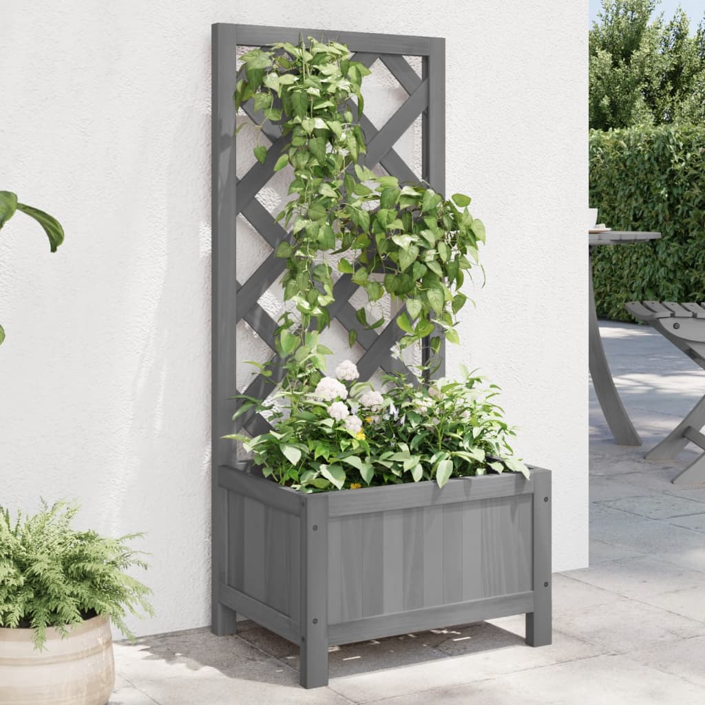 Vidaxx plantekasse med espalier, massiv fyrretræ, grå