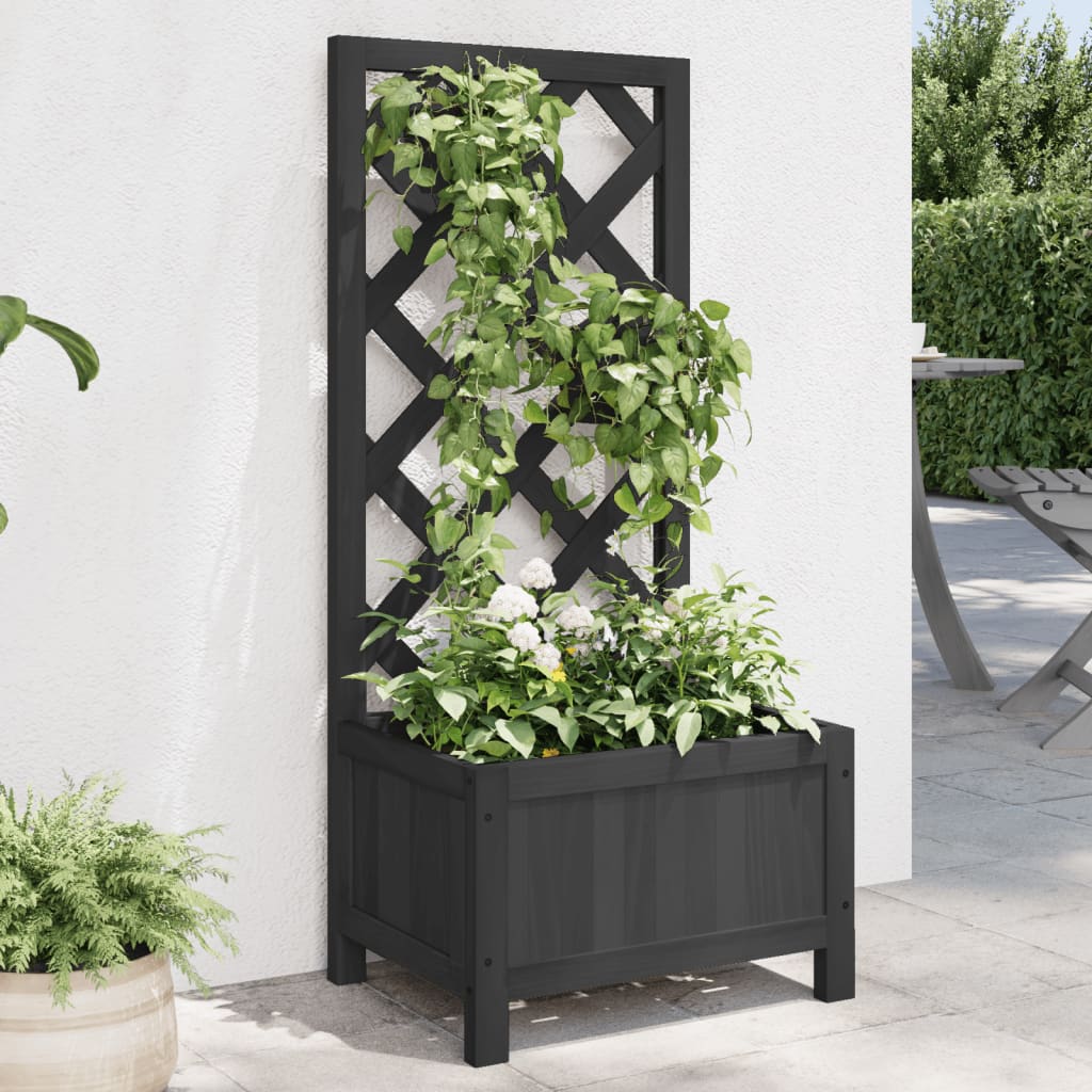 Vidaxx plantekasse med espalier massivt fyrretræ sort