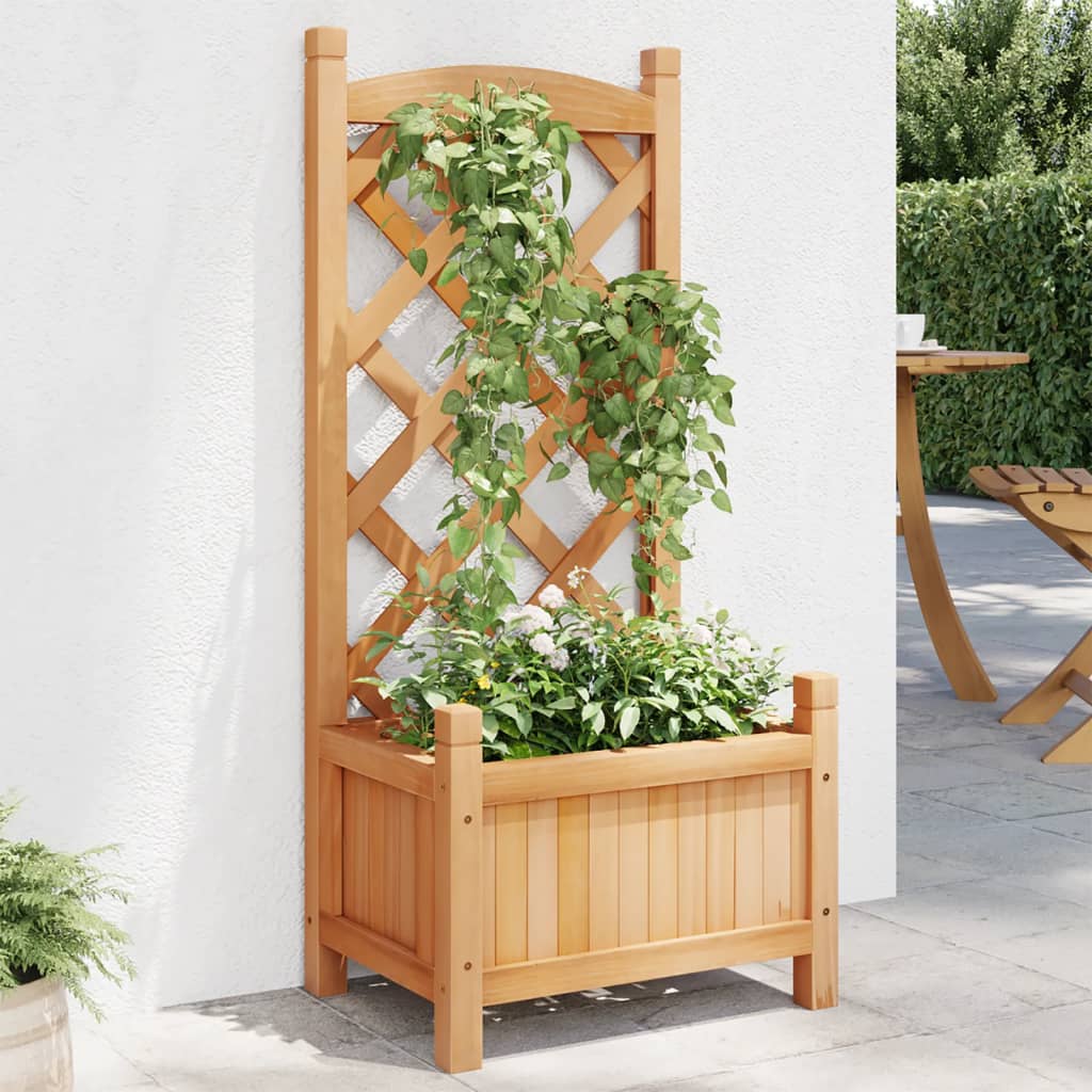 VidaXL plantekasse med espalier, massiv fyrretræ, brun
