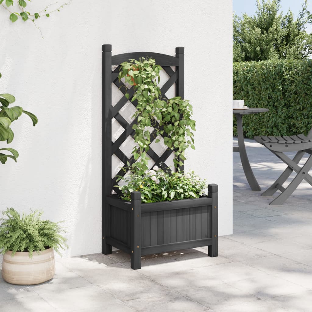 Vidaxx plantekasse med espalier massivt fyrretræ sort