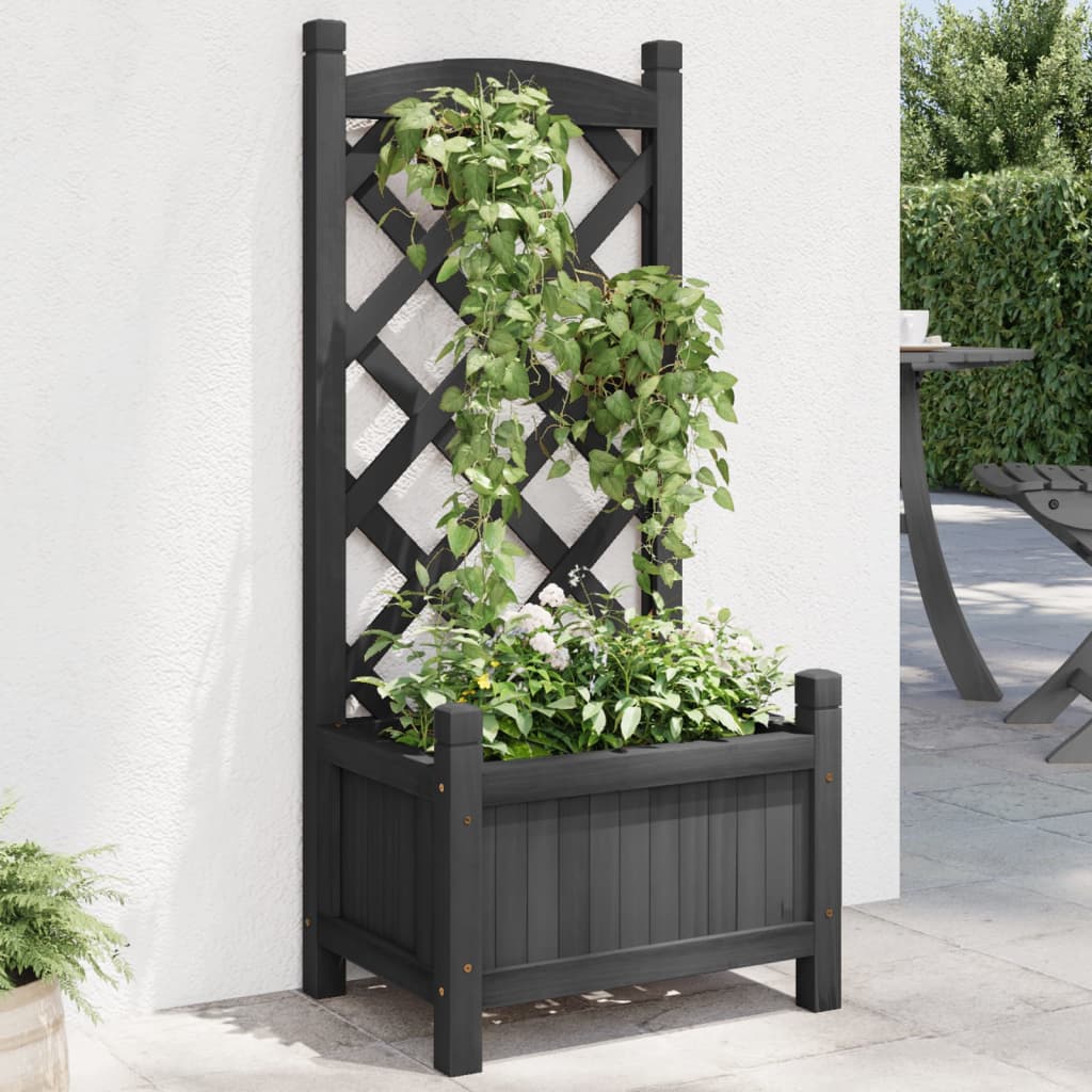 Vidaxx plantekasse med espalier massivt fyrretræ sort