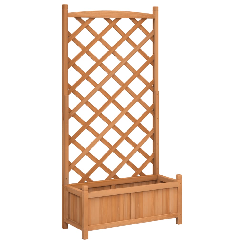 VidaXL plantekasse med espalier, massiv fyrretræ, brun