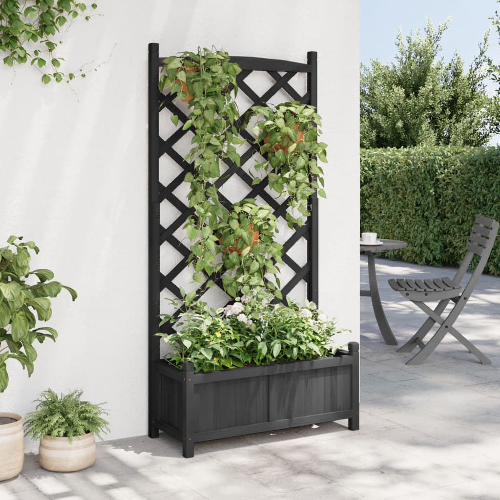 Vidaxx plantekasse med espalier massivt fyrretræ sort