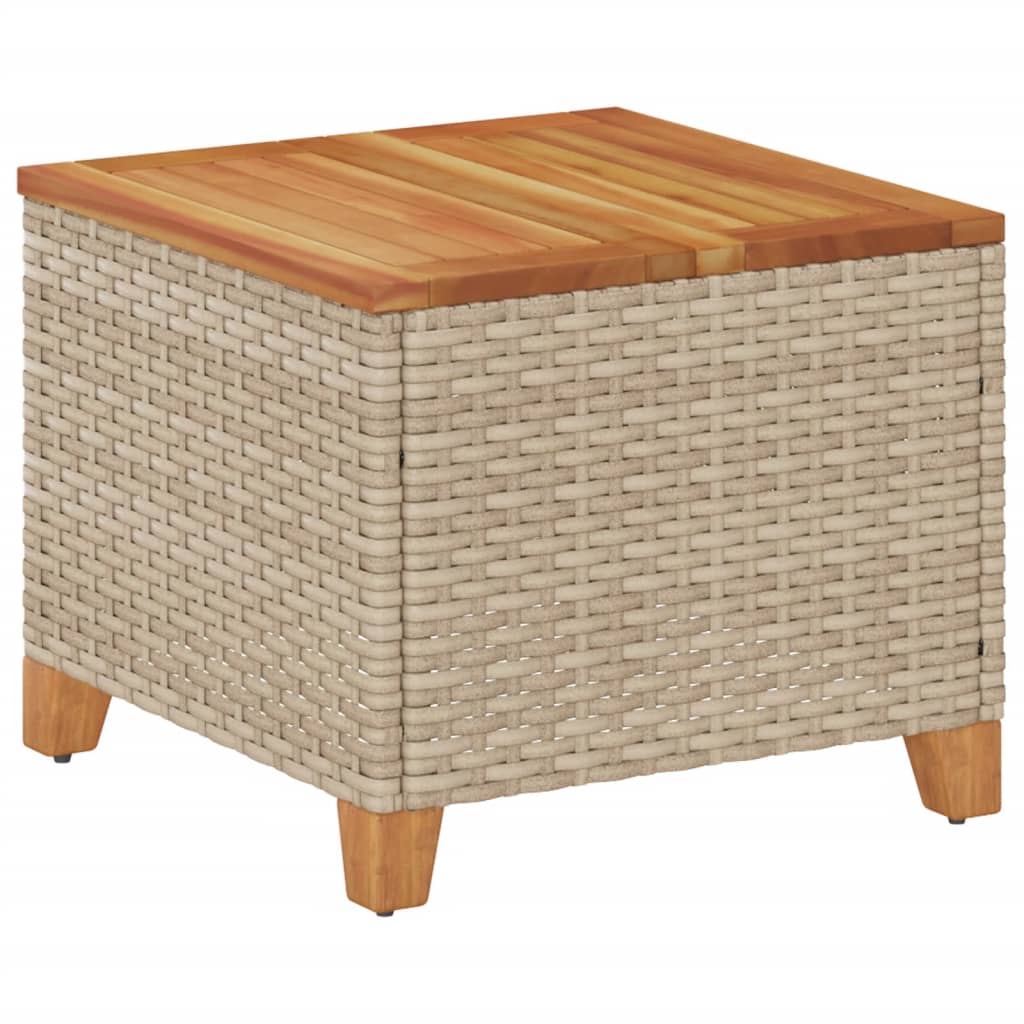 Vidaxl tuintafel 45x45x37 cm poly rattan en acaciahout beige