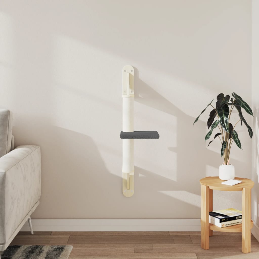 Vidaxl væghængt kattemøbel med kradsestolpe 85,5 cm mørkegrå
