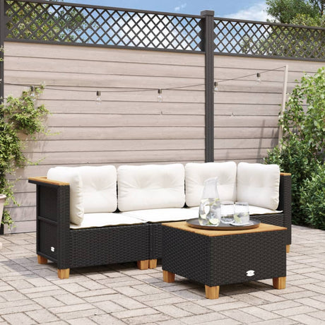 Vidaxl tuinbank 3-zits met kussens poly rattan zwart