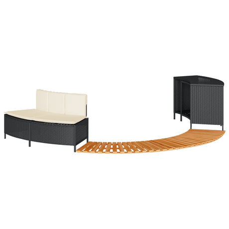 Vidaxx spabad surround polyrattan og massivt akacietræ sort