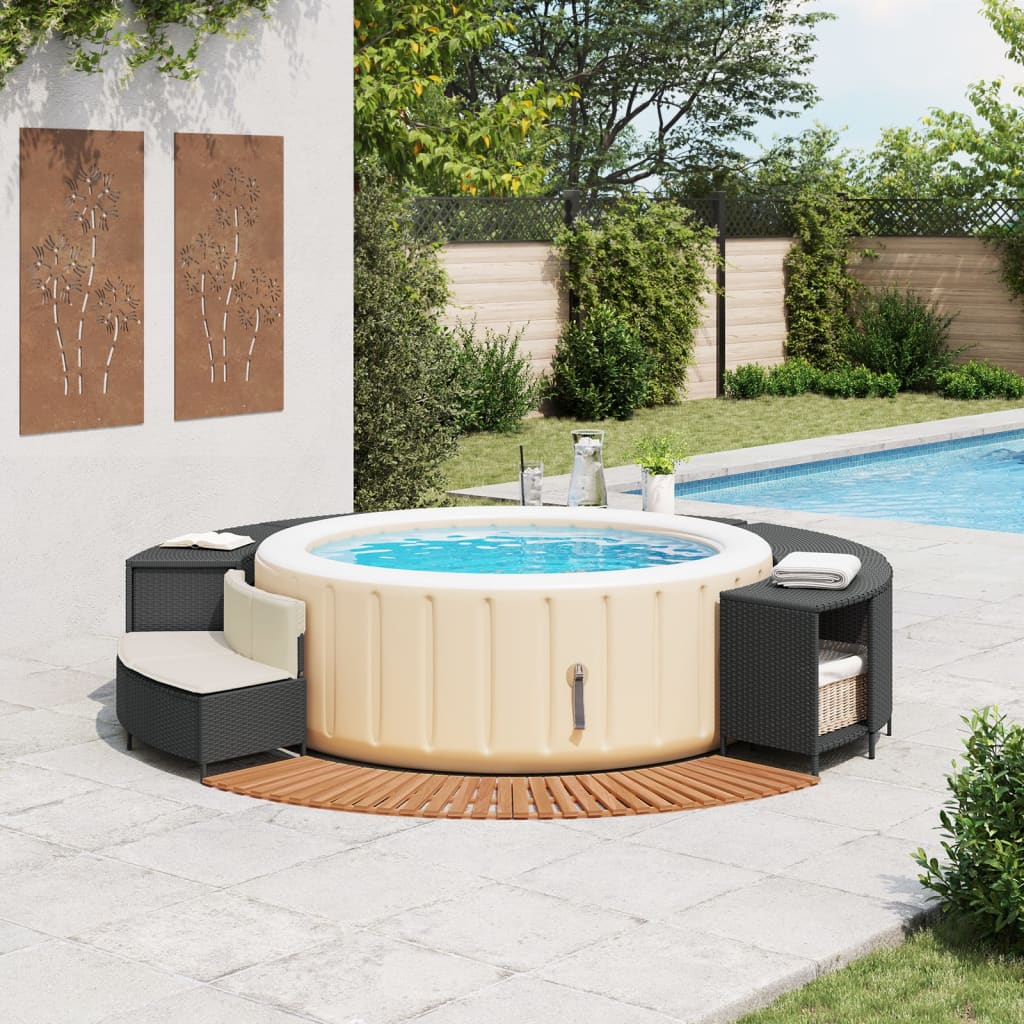 Vidaxx spabad surround polyrattan og massivt akacietræ sort