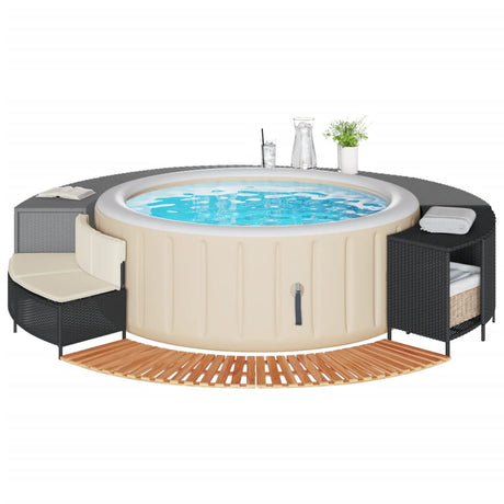Vidaxx spabad surround polyrattan og massivt akacietræ sort