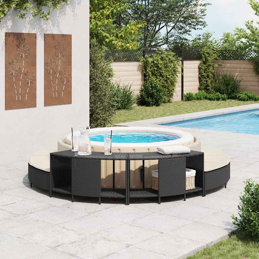 Vidaxx opbevaringshylder til spabad 2 stk polyrattan sort