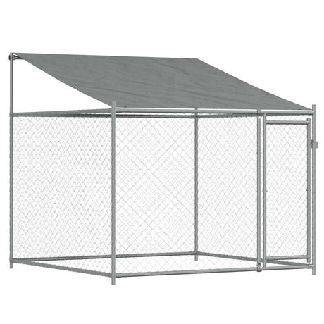 Vidaxxl hundehus med tag og dør 2x2x2 m galvaniseret stålgrå