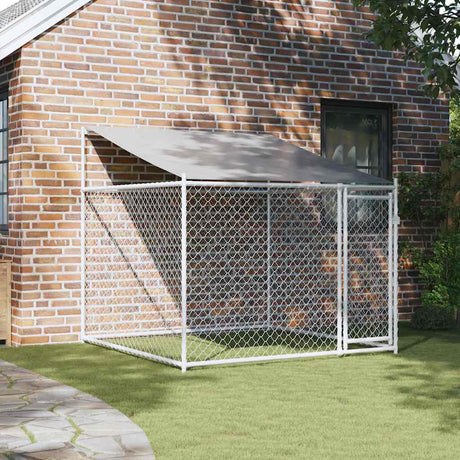 Vidaxxl hundehus med tag og dør 2x2x2 m galvaniseret stålgrå